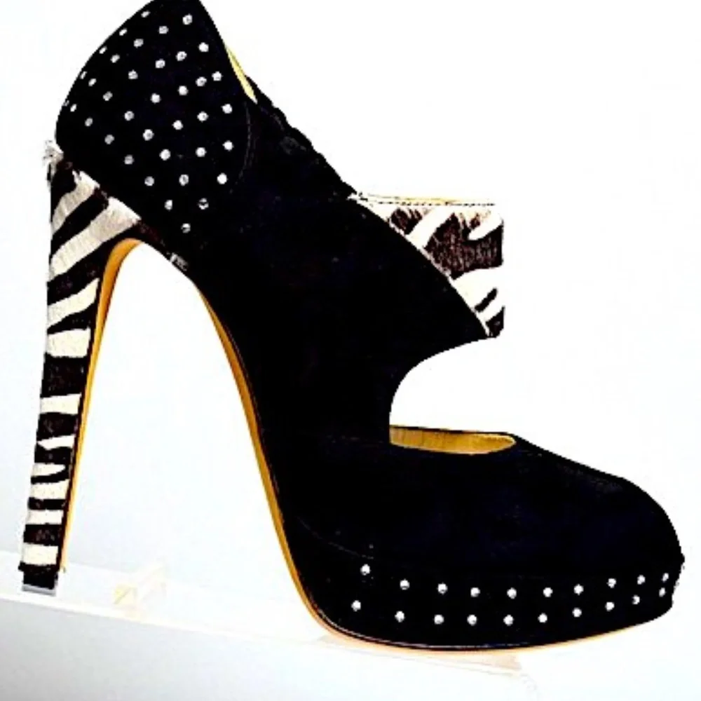 🆕🏷️  Damiano Marini Zebra Swarovski Crystal Platform 🇮🇹 Limited Edition
